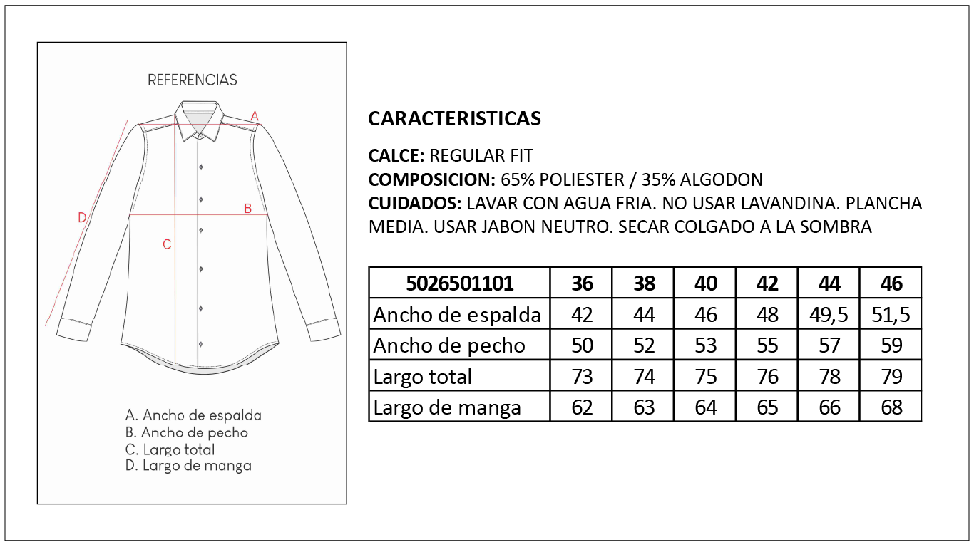 Tabla de Medidas Camisas Britches